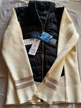 LPGA Hybrid Puffer Jacket Womens M Black Knit Sleeve Golf Coat NWT Coolon Water
